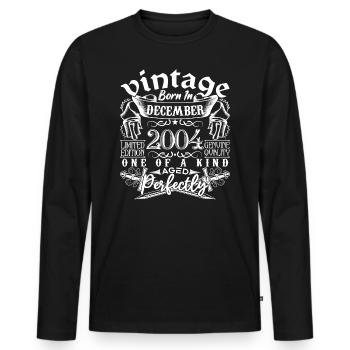 2004 Décembre 2004 anniversaire December 2004 - T-shirt manches longues Premium bio Homme - noir - Devant - Nico (187cm)
