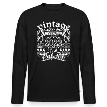 2022 Dezember 2022 Geburtstag Dezember 2022 - Männer Premium Bio Langarmshirt - Schwarz - Vorne - Nico (187cm)