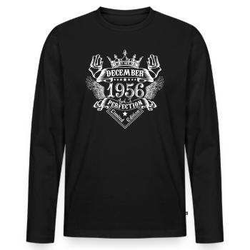 Décembre 1956 | Décembre 1956 anniversaire 1956 - T-shirt manches longues Premium bio Homme - noir - Devant - Nico (187cm)