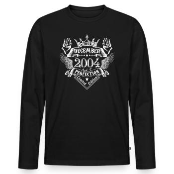 Dezember 2004 | Dezember 2004 Jubiläum 2004 - Männer Premium Bio Langarmshirt - Schwarz - Vorne - Nico (187cm)