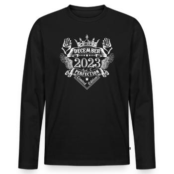 December 2023 | December 2023 Anniversary 2023 - Men's Premium Organic Long Sleeve Shirt - black - Front - Nico (187cm)