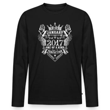 2017 January 2017 Anniversary January 2017 - Men's Premium Organic Long Sleeve Shirt - black - Front - Nico (187cm)