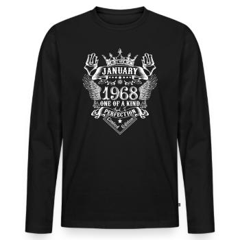 1968 January 1968 Birthday January 1968 - Men's Premium Organic Long Sleeve Shirt - black - Front - Nico (187cm)
