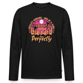 January 1975 Anniversary 1975 January 1975 - Men's Premium Organic Long Sleeve Shirt - black - Front - Nico (187cm)