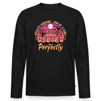 January 2018 Anniversary 2018 January 2018 - Men's Premium Organic Long Sleeve Shirt - black - Front - Nico (187cm)