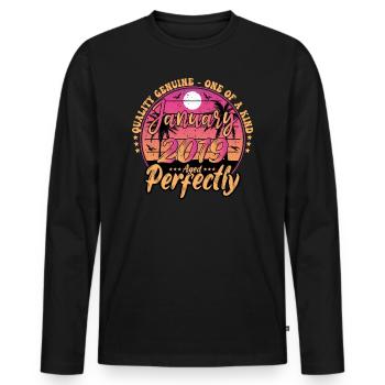 January 2019 Anniversary 2019 January 2019 - Men's Premium Organic Long Sleeve Shirt - black - Front - Nico (187cm)