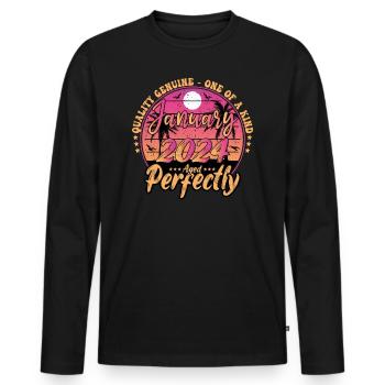 January 2024 Birthday 2024 January 2024 - Men's Premium Organic Long Sleeve Shirt - black - Front - Nico (187cm)