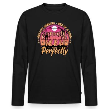 January 1991 Anniversary 1991 January 1991 - Men's Premium Organic Long Sleeve Shirt - black - Front - Nico (187cm)