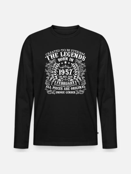 Februar 1957 Fødselsdag 1957 Februar År - Premium økologisk langærmet T-shirt til mænd - sort