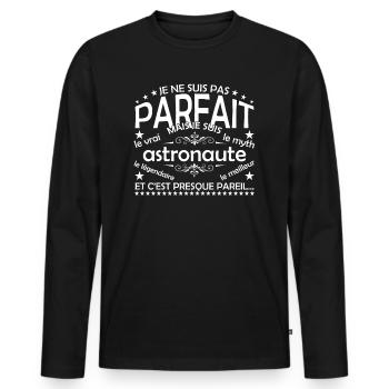 Astronaute le seul Astronaute le vrai Astronaute - T-shirt manches longues Premium bio Homme - noir - Devant - Nico (187cm)