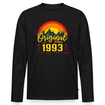 Geburtstagsgeschenk 1993 Geburtstag 1993 - Männer Premium Bio Langarmshirt - Schwarz - Vorne - Nico (187cm)