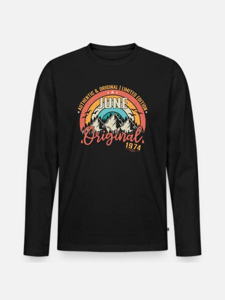 Juin 1974 Juin anniversaire 1974 Juin Originale - Premium økologisk langærmet T-shirt til mænd - sort