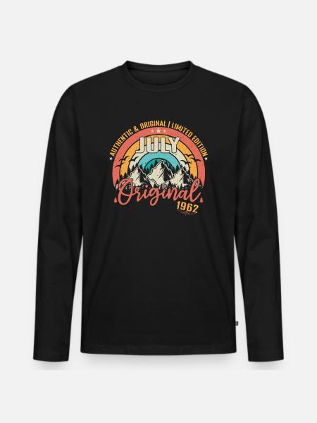 Juli 1962 Juli Fødselsdag 1962 Juli - Premium økologisk langærmet T-shirt til mænd - sort