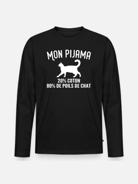 Humorous Cat Hair Pajamas - Men's Premium Organic Long Sleeve Shirt - black