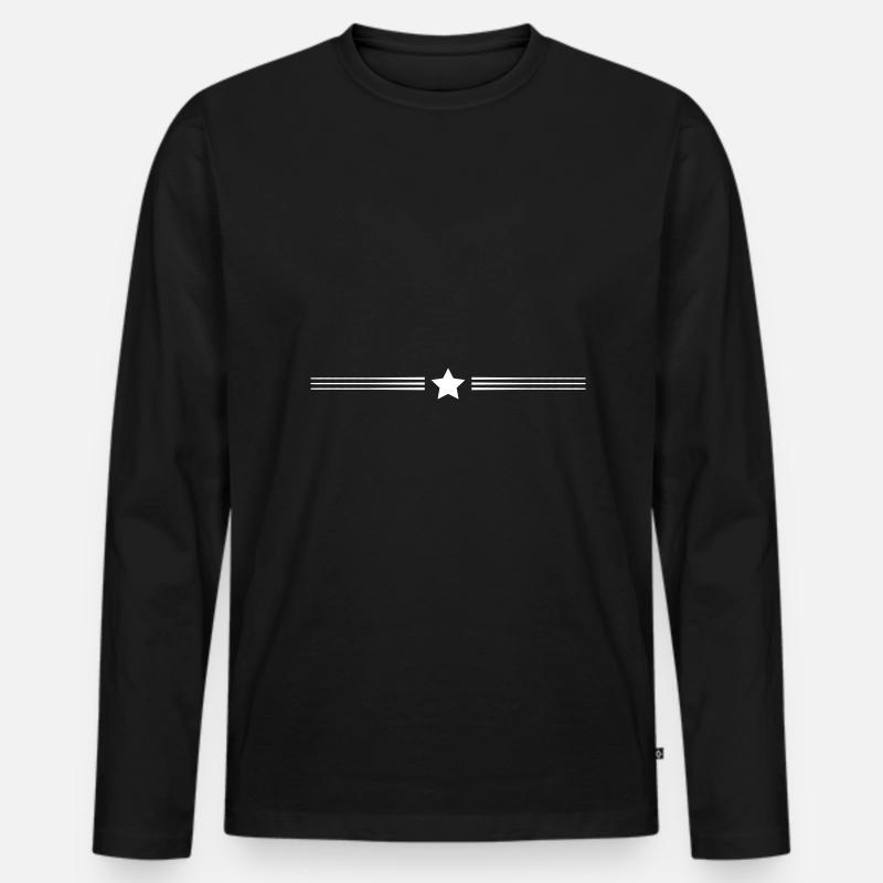 stern linie - Männer Premium Bio Langarmshirt - Schwarz