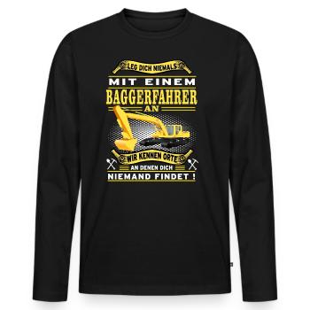Ne plaisante pas avec un conducteur digger - T-shirt manches longues Premium bio Homme - noir - Devant - Nico (187cm)