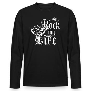 Band Shirt - Rock my Life - Men's Premium Organic Long Sleeve Shirt - black - Front - Nico (187cm)