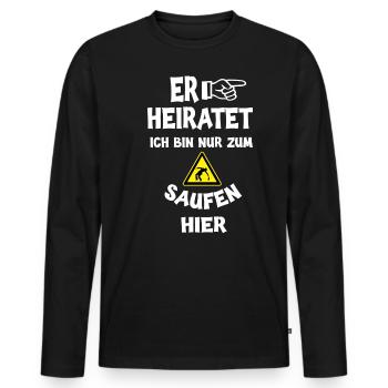 Er heiratet Heirat Heiraten Bräutigam JGA Geschenk - Männer Premium Bio Langarmshirt - Schwarz - Vorne - Nico (187cm)