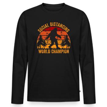 BigFoot Champion de distanciation sociale Retro Vintage - T-shirt manches longues Premium bio Homme - noir - Devant - Nico (187cm)