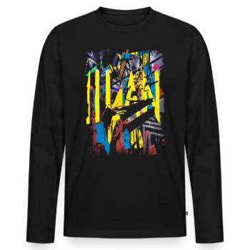 Abstract Vintage - Men's Premium Organic Long Sleeve Shirt - black - Front - Nico (187cm)