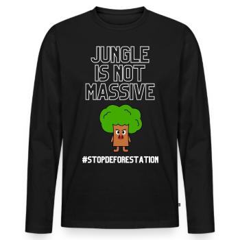 #stopdeforestation - Männer Premium Bio Langarmshirt - Schwarz - Vorne - Nico (187cm)