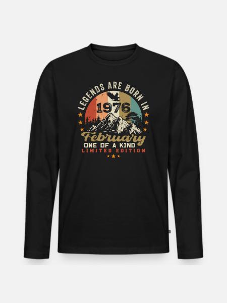 Født i februar 1976 fødselsdag joke retro 1976 - Premium økologisk langærmet T-shirt til mænd - sort