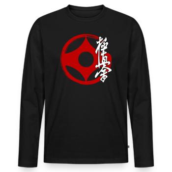 Karaté Kyokushinkai Kanji Art Martial Japon - T-shirt manches longues Premium bio Homme - noir - Devant - Nico (187cm)