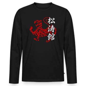 Karaté Shotokan Kanji Vintage Art Martial - T-shirt manches longues Premium bio Homme - noir - Devant - Nico (187cm)