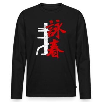 Wing Chun Logo Dojo d’arts martiaux Kimono Gym - T-shirt manches longues Premium bio Homme - noir - Devant - Nico (187cm)