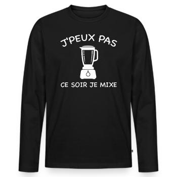Ich kann heute Abend nicht, ich mixe - Männer Premium Bio Langarmshirt - Schwarz - Vorne - Nico (187cm)