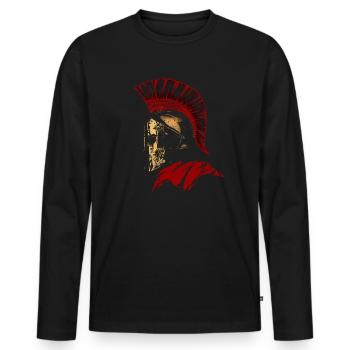 Spartan Soldier Corinthian Helmet Leonidas Red Cap - Men's Premium Organic Long Sleeve Shirt - black - Front - Nico (187cm)