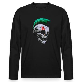 Punk Rock Skull Mohawk Heavy Metal Acid Rock - T-shirt manches longues Premium bio Homme - noir - Devant - Nico (187cm)