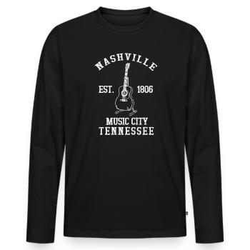 Nashville City Country Music Tennessee Vintage Gui - T-shirt manches longues Premium bio Homme - noir - Devant - Nico (187cm)