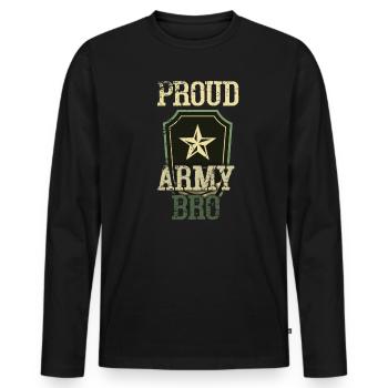 Proud Army Soldier Brother USA American Military F - Men's Premium Organic Long Sleeve Shirt - black - Front - Nico (187cm)