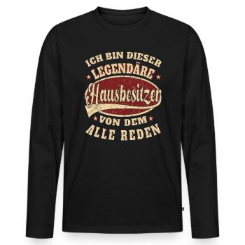 Hausbesitzer Ich bin dieser legendäre Hausbesitzer - Männer Premium Bio Langarmshirt - Schwarz - Vorne - Nico (187cm)
