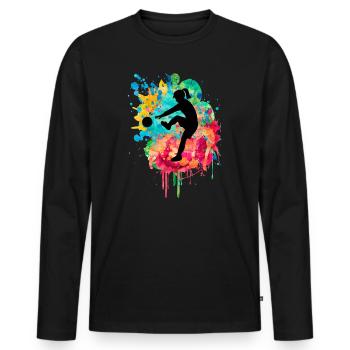 Footballeur - PopArt Style - T-shirt manches longues Premium bio Homme - noir - Devant - Nico (187cm)