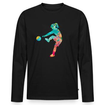 Footballeur - PopArt Style - T-shirt manches longues Premium bio Homme - noir - Devant - Nico (187cm)