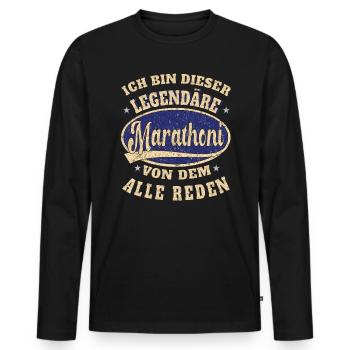 Marathoni ich bin dieser legendäre Marathon - Männer Premium Bio Langarmshirt - Schwarz - Vorne - Nico (187cm)