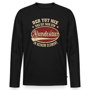 Hundesitter der tut nix das ist nur ein - Männer Premium Bio Langarmshirt - Schwarz - Vorne - Nico (187cm)