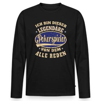 Pokerspieler ich bin dieser legendäre Poker - Männer Premium Bio Langarmshirt - Schwarz - Vorne - Nico (187cm)