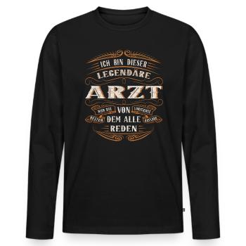 Arzt Ich bin dieser legendäre Arzt - Männer Premium Bio Langarmshirt - Schwarz - Vorne - Nico (187cm)