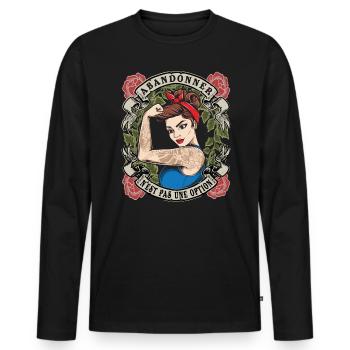 Abandonner n’est pas une option fort le pouvoir des femmes femmes - T-shirt manches longues Premium bio Homme - noir - Devant - Nico (187cm)
