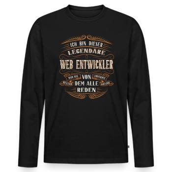 Web Entwickler ich bin dieser legendäre - Männer Premium Bio Langarmshirt - Schwarz - Vorne - Nico (187cm)