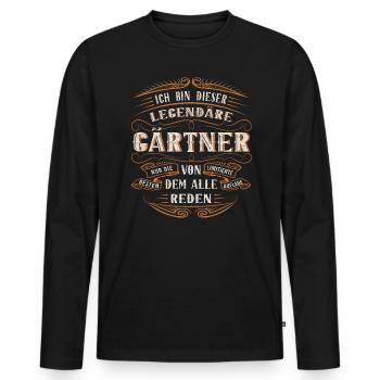 Gärtner ich bin dieser legendäre Gärtner - Männer Premium Bio Langarmshirt - Schwarz - Vorne - Nico (187cm)