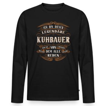 Kuhbauer ich bin dieser legendäre Kuh - Männer Premium Bio Langarmshirt - Schwarz - Vorne - Nico (187cm)
