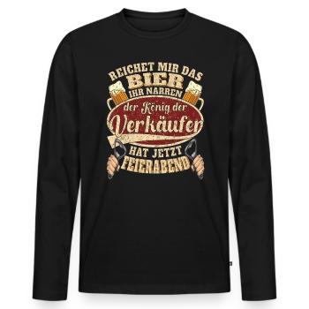 Verkäufer Bier Feierabend - Männer Premium Bio Langarmshirt - Schwarz - Vorne - Nico (187cm)