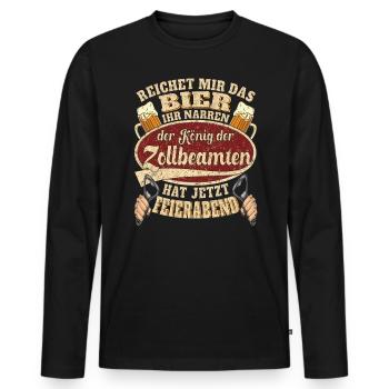 Zollbeamter Bier Feierabend - Männer Premium Bio Langarmshirt - Schwarz - Vorne - Nico (187cm)