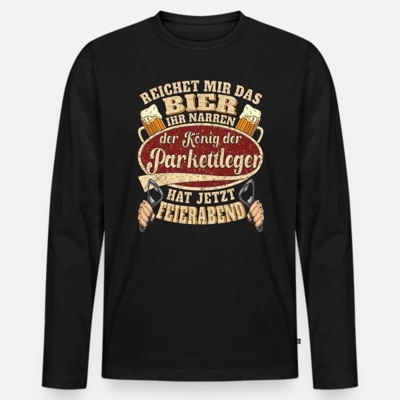 Parkettleger Bier Feierabend - Männer Premium Bio Langarmshirt - Schwarz