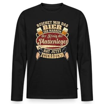 Plattenleger Bier Feierabend - Männer Premium Bio Langarmshirt - Schwarz - Vorne - Nico (187cm)