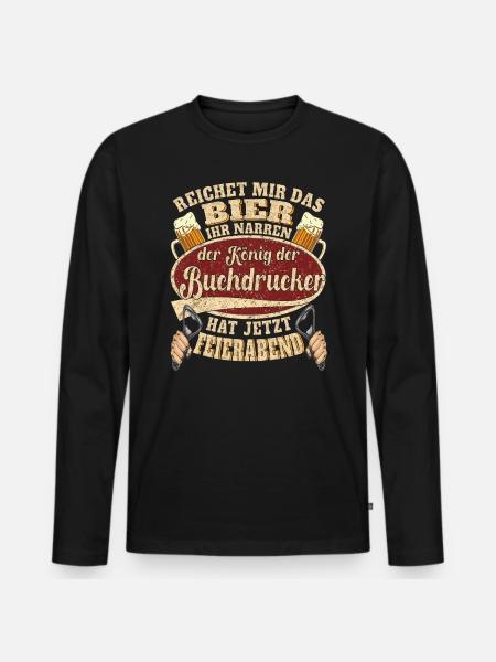 Buchdrucker Bier Feierabend - Männer Premium Bio Langarmshirt - Schwarz